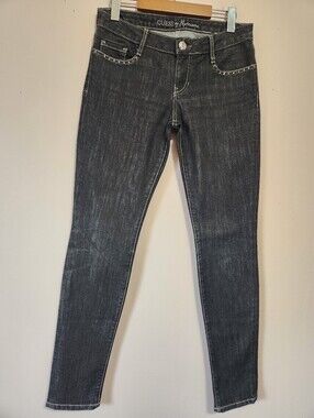 GUESS by Marciano Y2K Rhinestone McBling Dark Wash Jeans 27 2000s